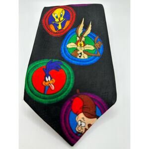 Vintage 1993 Looney Tunes Mania Bugs Bunny Tweety Road Runner Taz tie